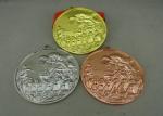 Zinc Alloy Customized Ribbon Medals , 3D Sports Running Medals With Gold Plating