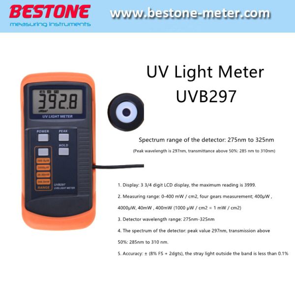 Quality UV Light Meter UV Radiometer UV Detector Spectrum UVB297 for sale
