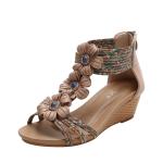 BS163 Wedge Heel Sandals Women'S Seasonal New Ethnic Style All-Match High-Heeled