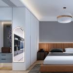 LED Full Length Mirror With Lights Arched Aluminum Adjustable Lighting High