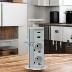 Wholesale IP44 6cm White color kitchen vertical tower power outlet with USB Charging from china suppliers