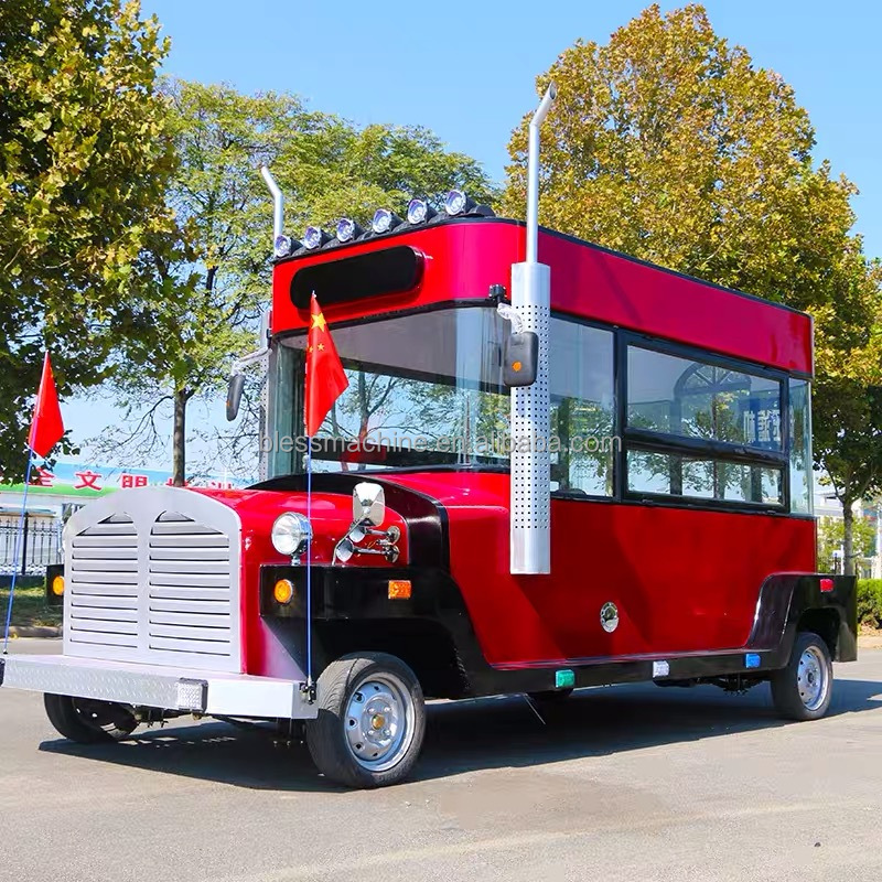 Food Truck Machinery Function Electric Four-Wheel Snack Truck Suitable for Snack Vending