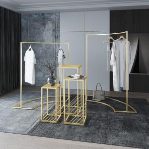 Wholesale Gold Metal Display Fixture Clothing Modern Clothes Hanging Display Rack Stand from china suppliers