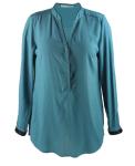 Blue Color Fashion Ladies Blouse V Neck Collar Plus Size Pullover For Adults