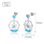 Custom S925 Sterling Blue Opal Necklace Silver Pendant Jewellery