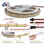 3 DC12V SMD2835 Electroplate PCB 240Ds 8mm Ra 80 2700K LED Light Strip for