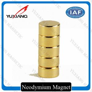 China Gold Plating Neodymium Cylinder Magnets , Neodymium Magnets N52 Radial Magnetized on sale