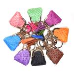 ODM Snakeskin Custom Leather Keychain With Antique Brass Plating
