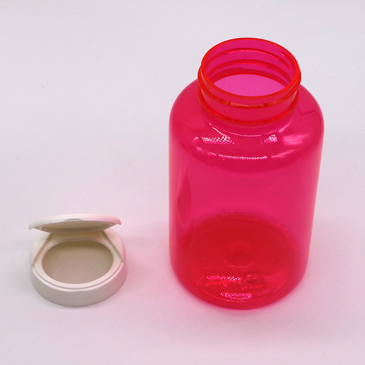 300ml/10oz Round Shape PET Plastic Bottle with Flip Top Cap for Pill Bottle Container