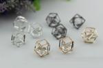Handmade DIY metal zinc alloy gold nickel 17mm rhombus type diamond ball pendant