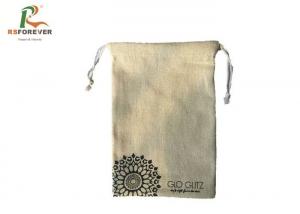 China Natural Color Small Cotton Drawstring Bags , Custom Printed Drawstring Bags Recyclable on sale