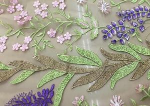 China Soft Embroidered Tulle Coloured Lace Fabric , Women Dresses Lace Clothing Fabric on sale