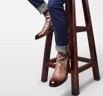 Casual Flat Mens Slip On Boots , Pointed Toe Brown Lace Up Ankle Boots