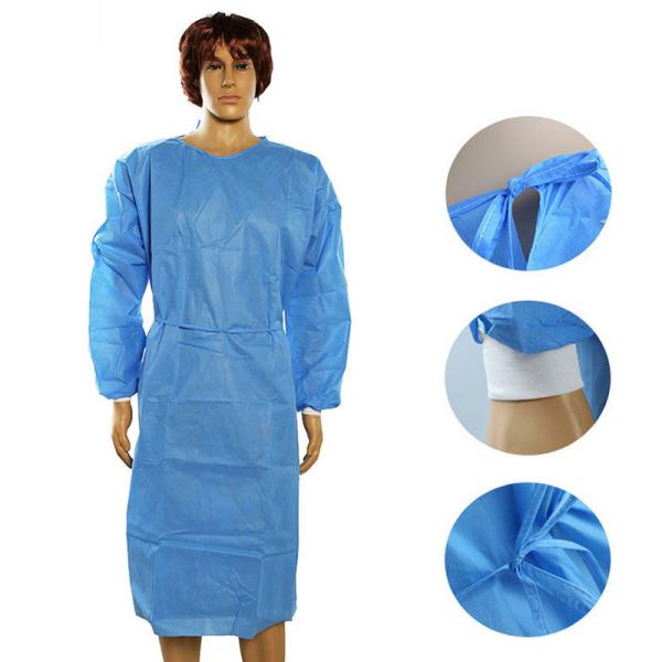 Isolation Disposable Surgical Gown Waterproof With Knit Cuff Waist Ties