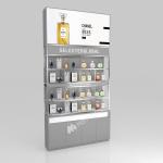 Skincare Display Shelf Grey Wooden Laminated Display Cabinet For Makeup Display
