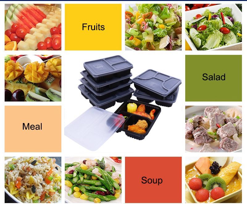 4 Compartment PP 1L Disposable Takeaway Food Container