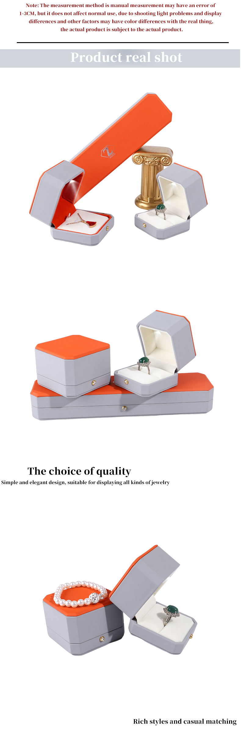 Luxurious Jewelry Package Hanhong Custom Gray Leather Box for Rings and Pendants