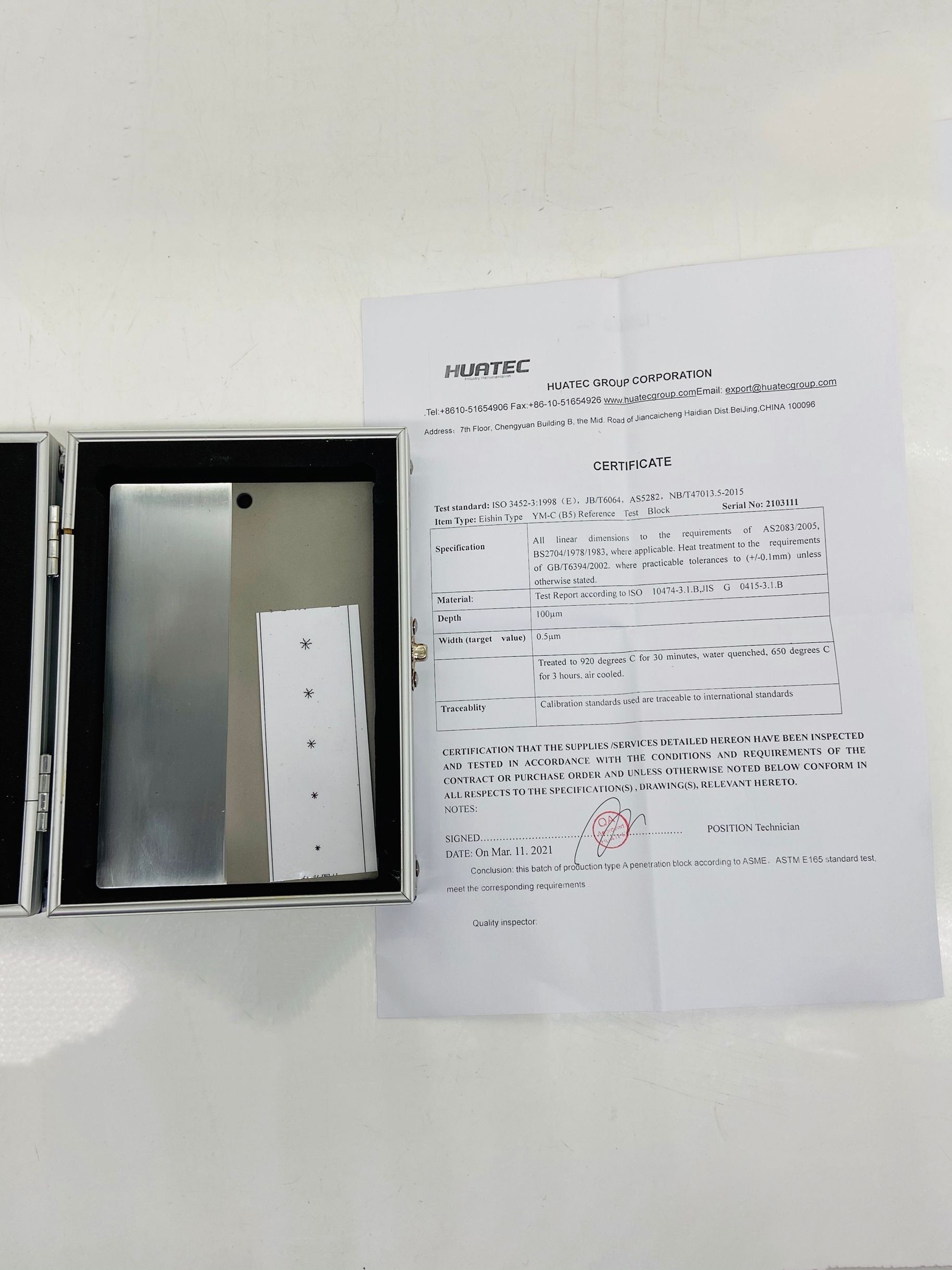 YM-B5 Penetration Comparison Standard Test Block CE