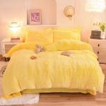 4 Pieces Solid Color All-Season Faux Fur Velvet Fluffy Plush Soft Bedding Set