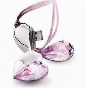 China metal crystal heart necklace Jewelry Heart shape USB Drive Flash on sale
