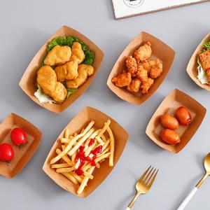 Wholesale Greaseproof Disposable Kraft Paper Boat , Lightweight Kraft Paper Food Tray from china suppliers