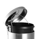 Round Stainless Steel Trash Can with Rolling Cover Foot Pedal Bin 3L/5L/8L/12L