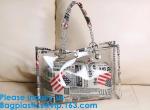 PVC Waterproof outdoor Travel Shopping Bags Fashion Lady Colorful Striped Beach