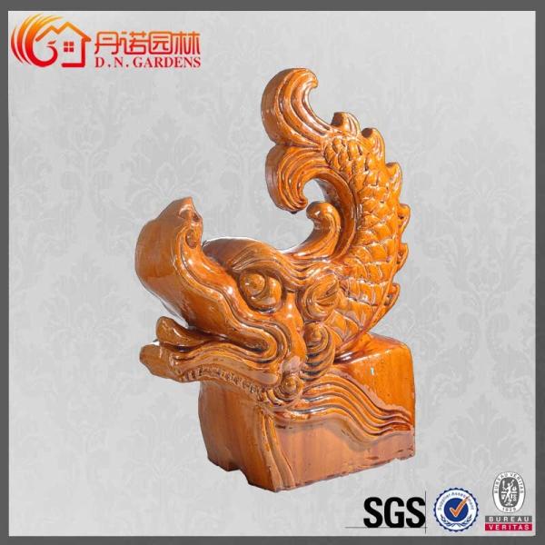 Colored Glaze Chinese Roof Ornaments Dragon Pattern Kaolin Clay Decorative Roof