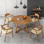 Dia 120cm Round Wooden Dining Table And Chair Set For Courtyard Villa