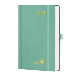 Wholesale Light Green 2023 A5 Planner 80GSM Ivory Paper Leatherette Paper Hardcover from china suppliers