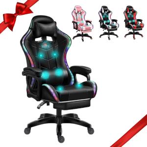 Wholesale Modern Design Computer Game Room LED Gaming Chair with Speakers and Lumbar Pillow from china suppliers
