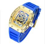 Fancy Silicone Wrist Watch , Metal Quartz Wrist Watch , Skeleton Watch dial
