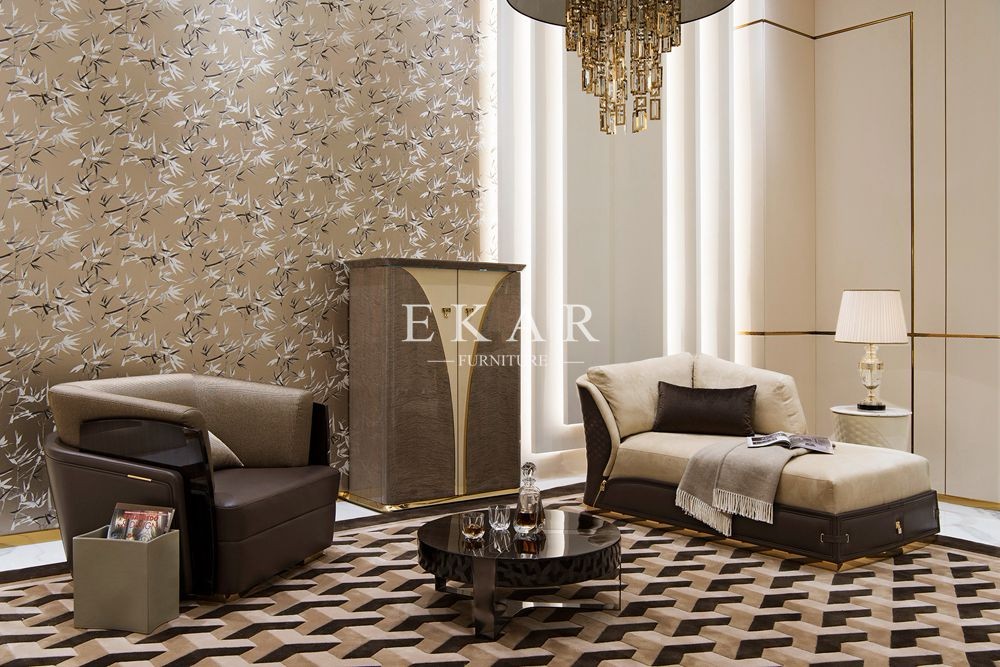 Modern Luxury Italian Leather Living Room 7 Seater Sofa Set For Villa