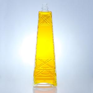 Wholesale Clear Unique Shaped 700ml 75cl Embossed Super Flint Rum Vodka Whisky Glass Bottle With Screw Cap from china suppliers