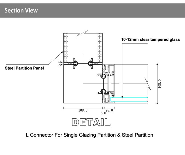 Latest design Modular Glass wall partition frameless full view glass partition