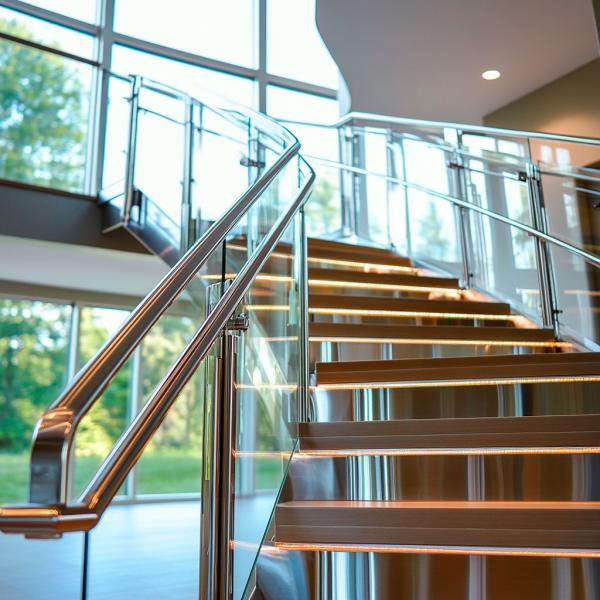 High-Strength Stainless Steel Handrails with 12mm Side Thickness for Glass