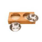 Eco Friendly Bamboo Raised Dog Bowl Feeder Rectangle For Cats