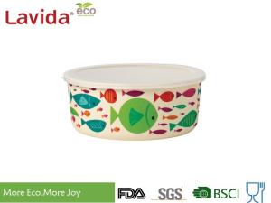 Wholesale Organic Natural Plant Fibre Bamboo Storage Containers Handrawn Cartoon Fishes from china suppliers