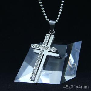 Wholesale Trendy Stainless Steel CZ Crystal Stones Inlay Cross Plus Symbol Necklace Pendant LDC84 from china suppliers