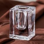Mini Square Glass Taper Candle Holder Crystal Clear 4 X 4 X 6cm
