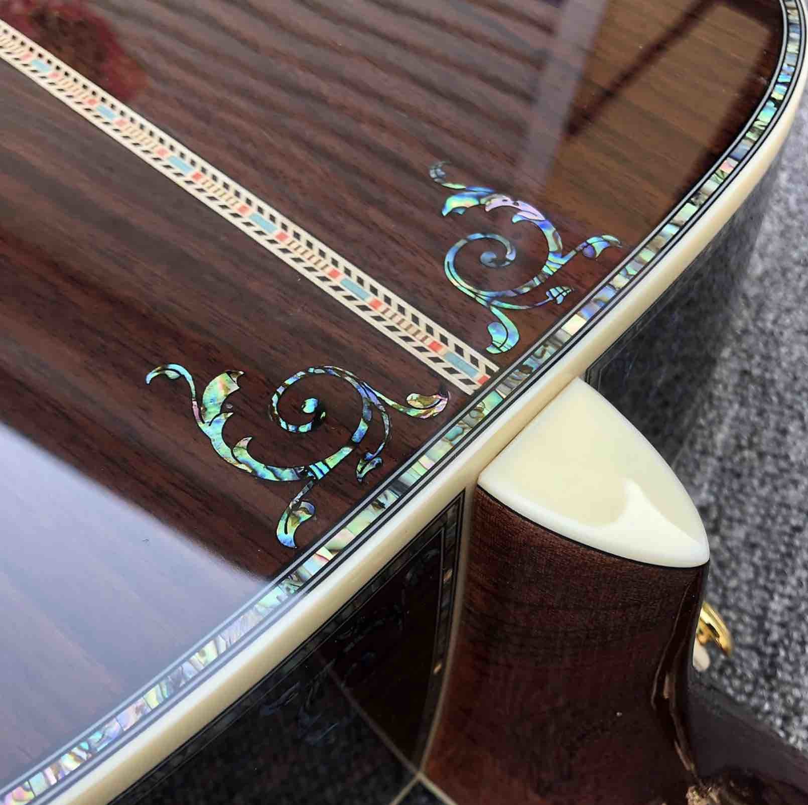 Real Abalone inlays Sunburst Solid spruce top 41 inch D style Acoustic Guitar with ebony fingerboard