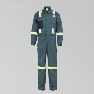 China 88 Cotton 12 Nylon Green Safety Coverall Suit Safety Work Clothing With Reflector on sale