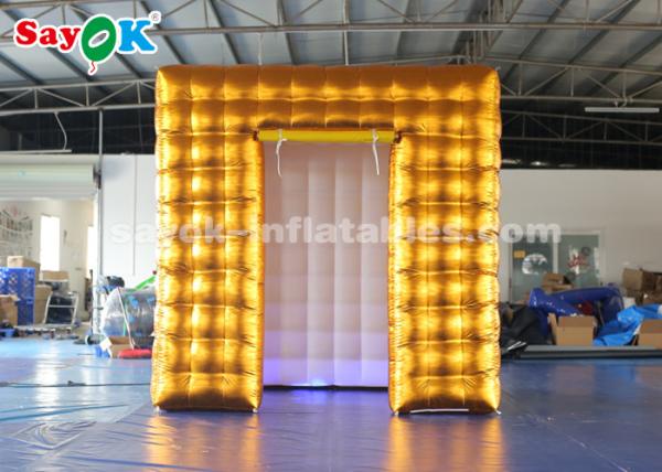 Event Booth Displays 2.5M Golden Inflatable LED Air Photo Booth With Colored