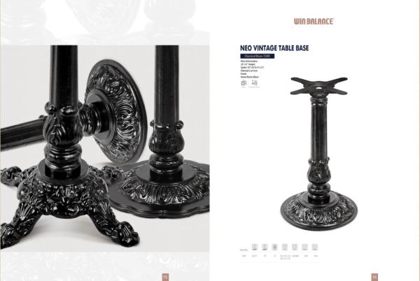 Furniture Part Outdoor Vintage Table Base 3 Prong Powder Coat Finish