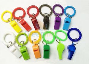 Wholesale Flex Colored Plastic Wrist Coil With Whistle Soft Spring Coil Key Chains from china suppliers