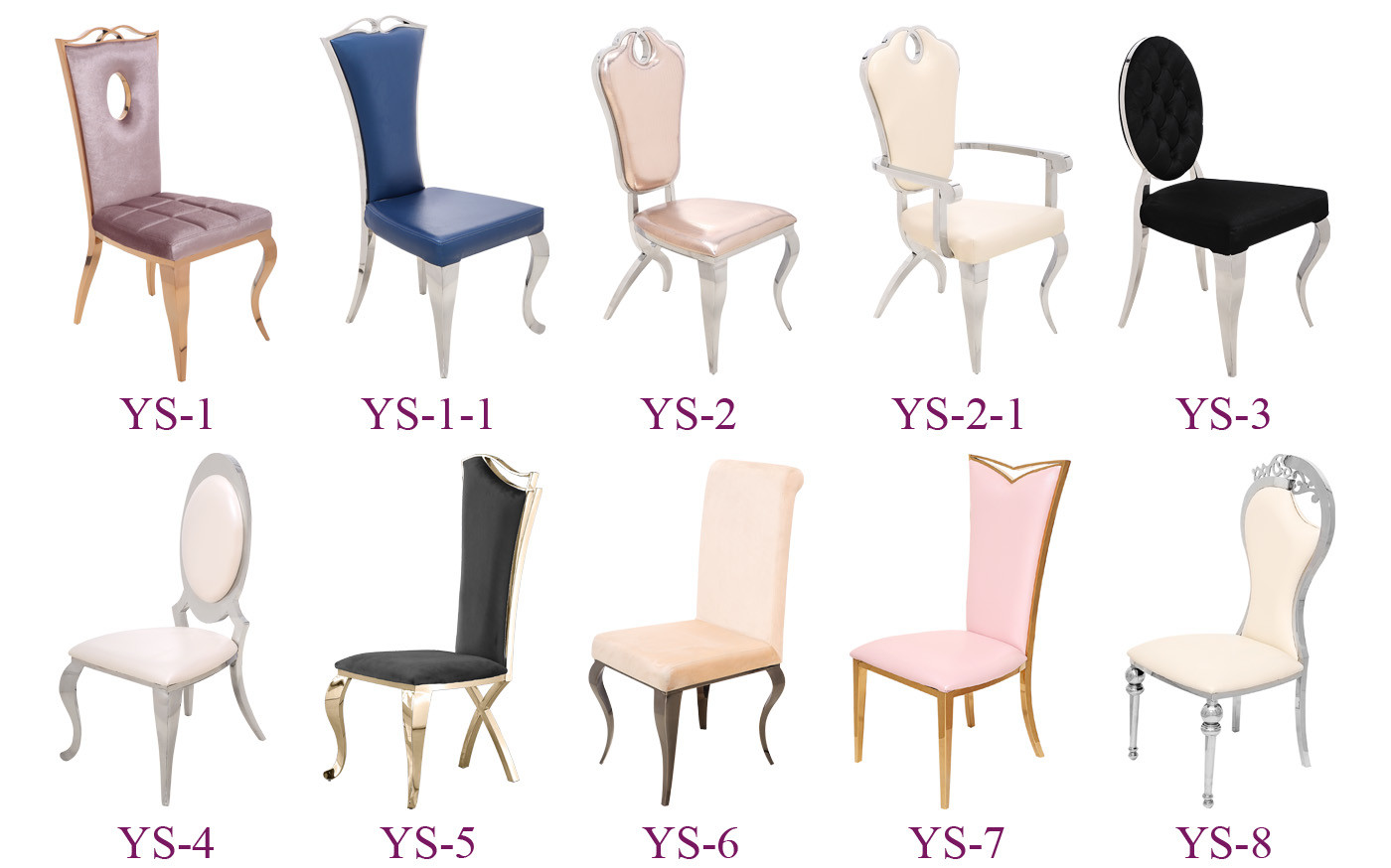 Stainless Steel Frame Dining Chairs With Rose Gold Color (YS-13)