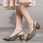 S485 New Pointed Toe Fashion All-Match Lady High Heels Ethnic Style Retro