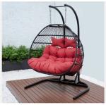 Modern Green Cushions Double Seater Stand Outdoor Hanging Swing Chair