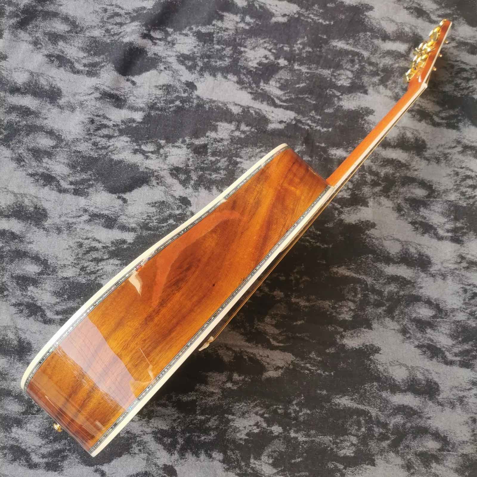 Custom 41-inch all-KOA wood ebony fingerboard, dreadnought, D45 Martin style, abalone inlaid acoustic guitar