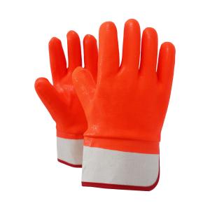 Wholesale Anti Slip Chemical Safety Gloves Orange PVC Abrasion Resistance Work Gloves With Canvas Cuff from china suppliers